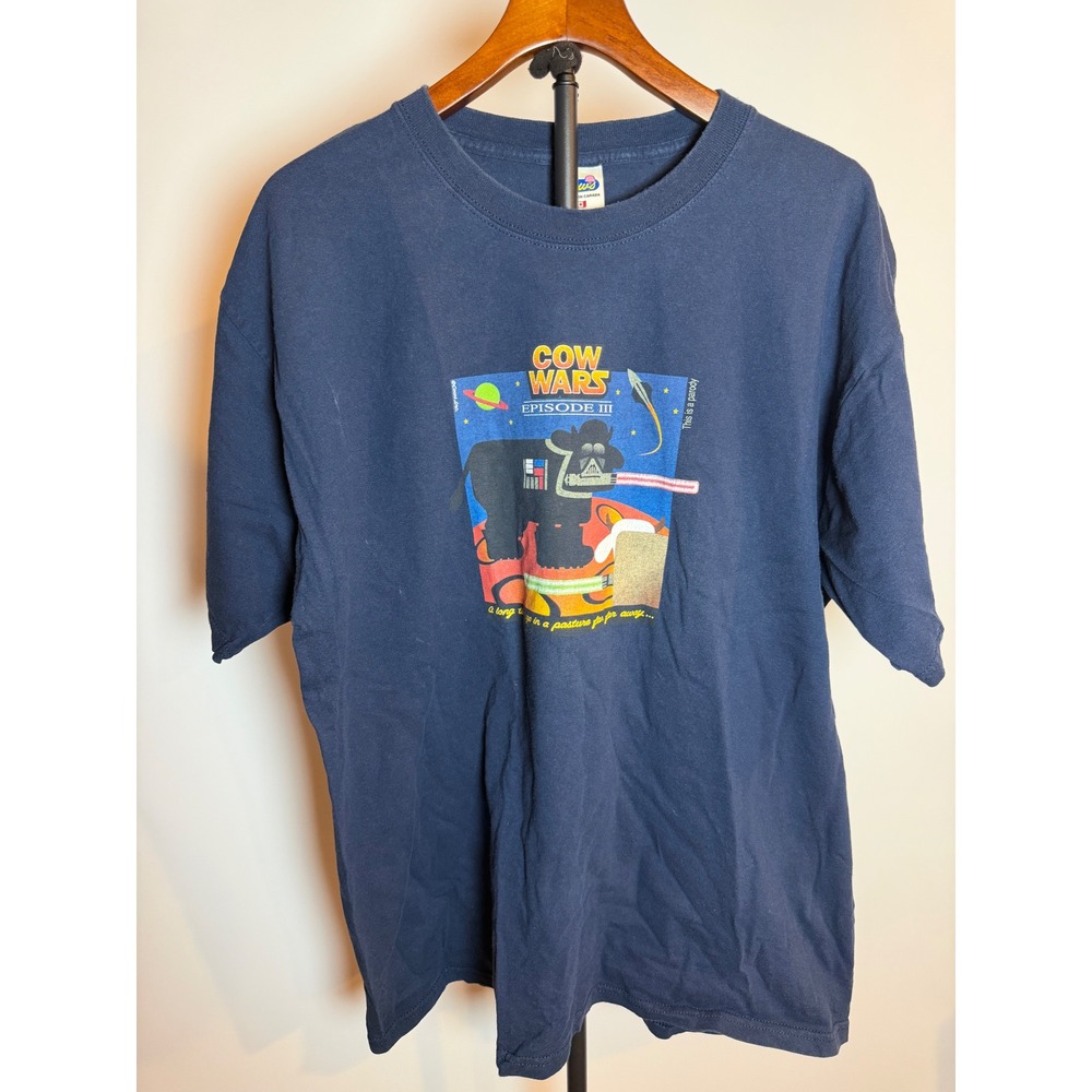 Cows PEI Cow Wars Episode III Star Wars Parody T-Shirt Navy Blue XL